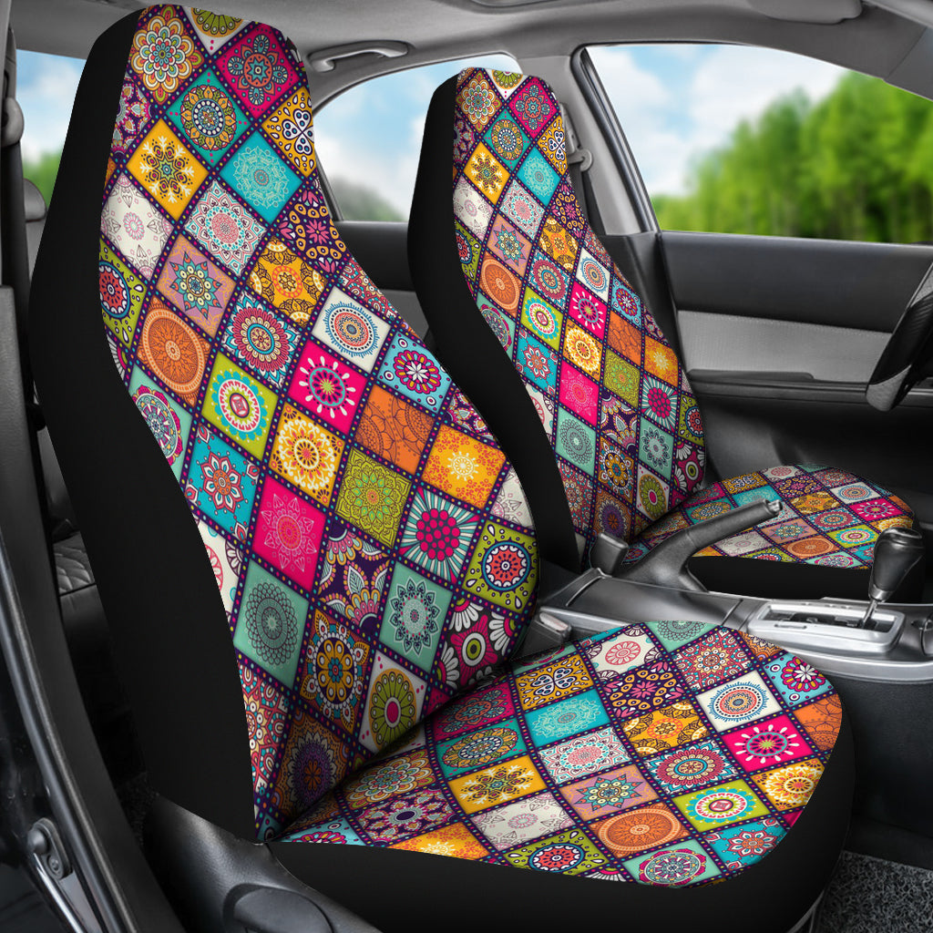 Color Vintage Mandala Bohemian Premium Custom Car Seat Covers Decor Protector