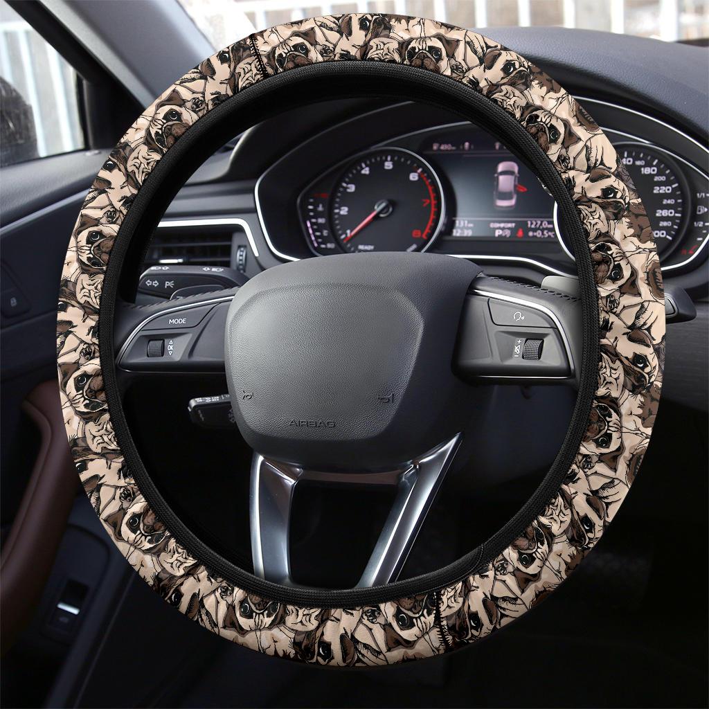 Pug Dog Cute Funny Premium Car Steering Wheel Cover