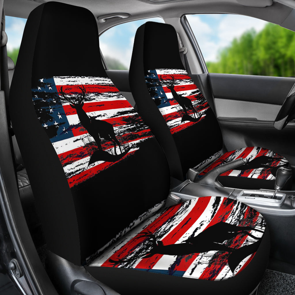 American Deer Hunter Patriotic Vintage Us Flag Copy Car Seat Covers