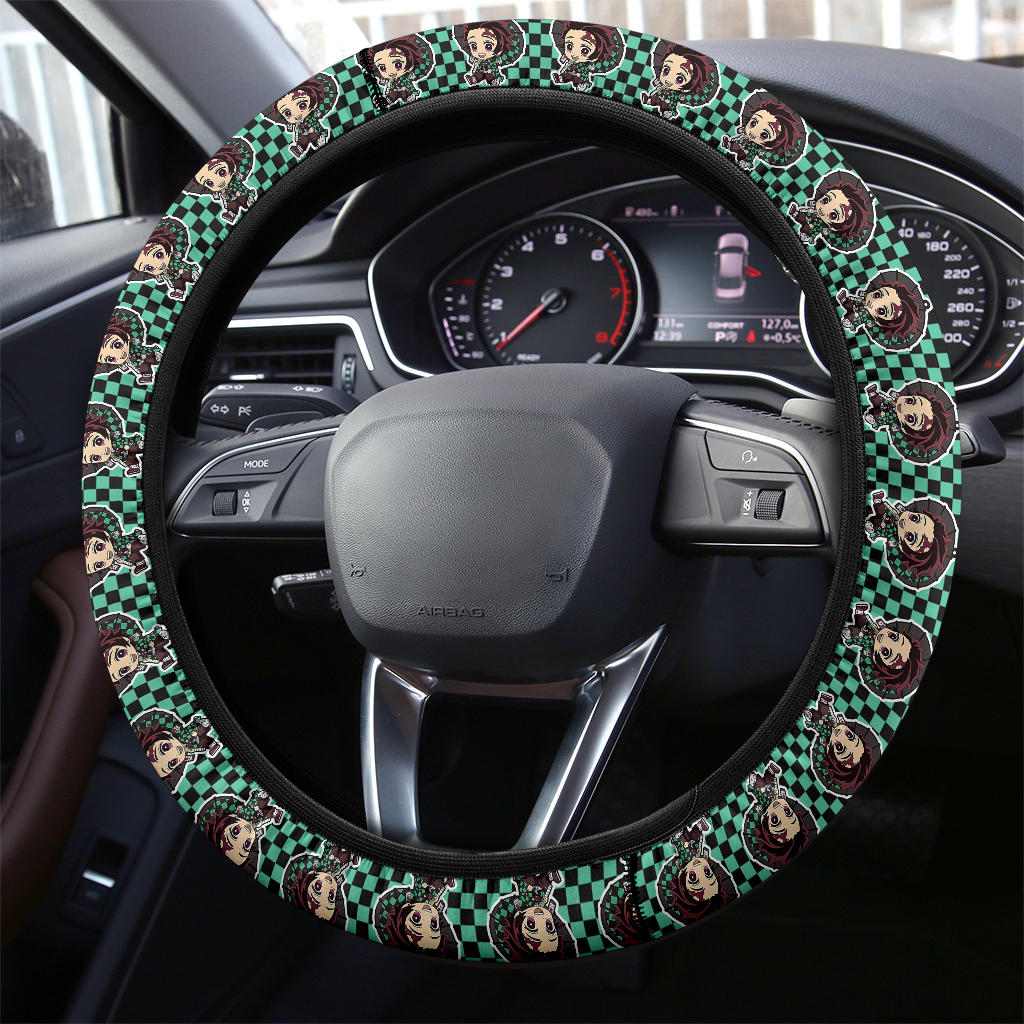 Cute Kamado Tanjiro Demon Slayer Anime Car Steering Wheel Cover 1