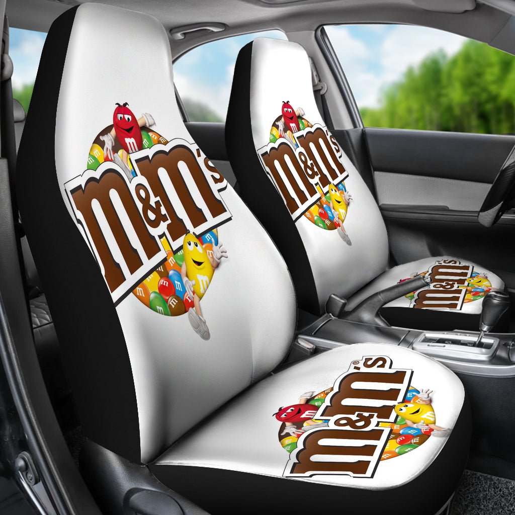 M&M Chocolate White Car Seat Covers Car Accessories Decoration