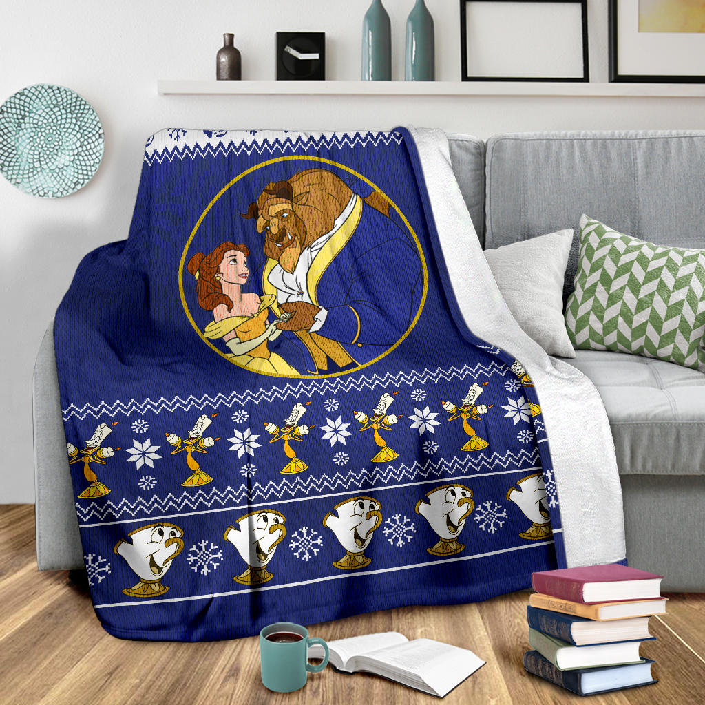 Beauty And The Beast Ugly Christmas Custom Blanket Home Decor