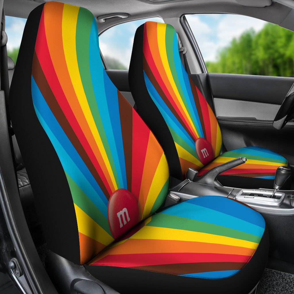 M&M Chocolate Rainbow Car Seat Covers Car Accessories Decoration