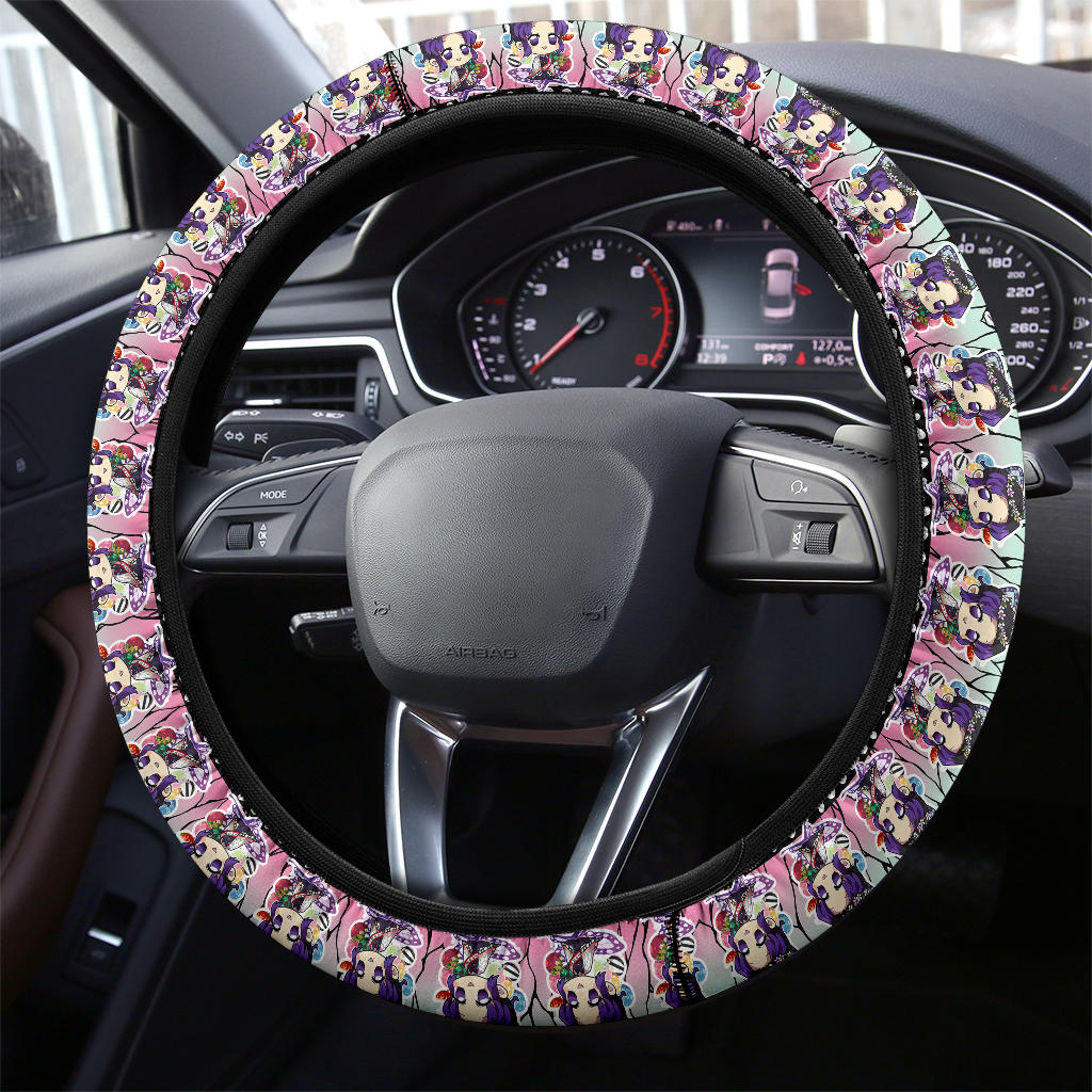 Cute Shinobu Kocho Chipi Demon Slayer Anime Car Steering Wheel Cover 1