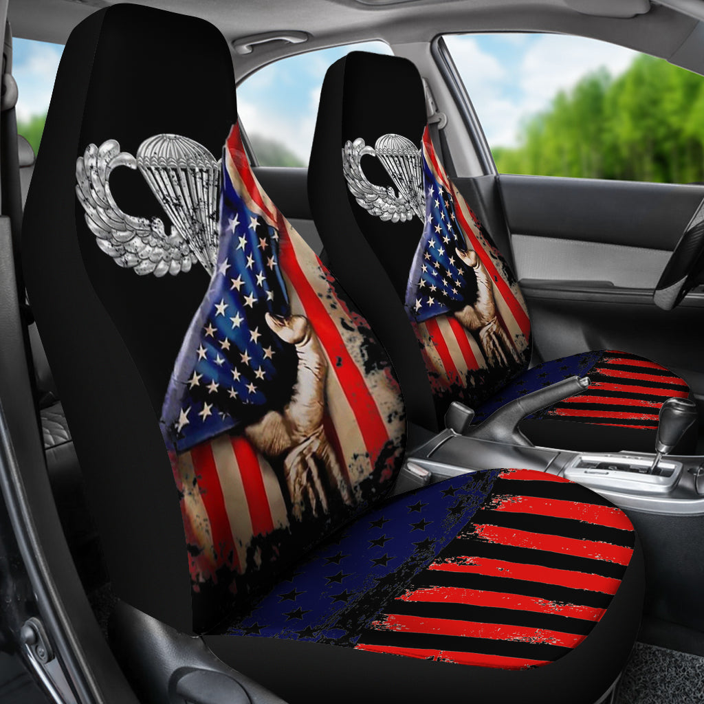 Airborne Wings Us Flag Pull Back Military Paratrooper Car Seat Covers
