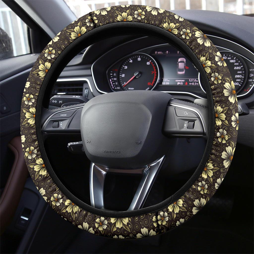 Vintage Flower Premium Car Steering Wheel Cover