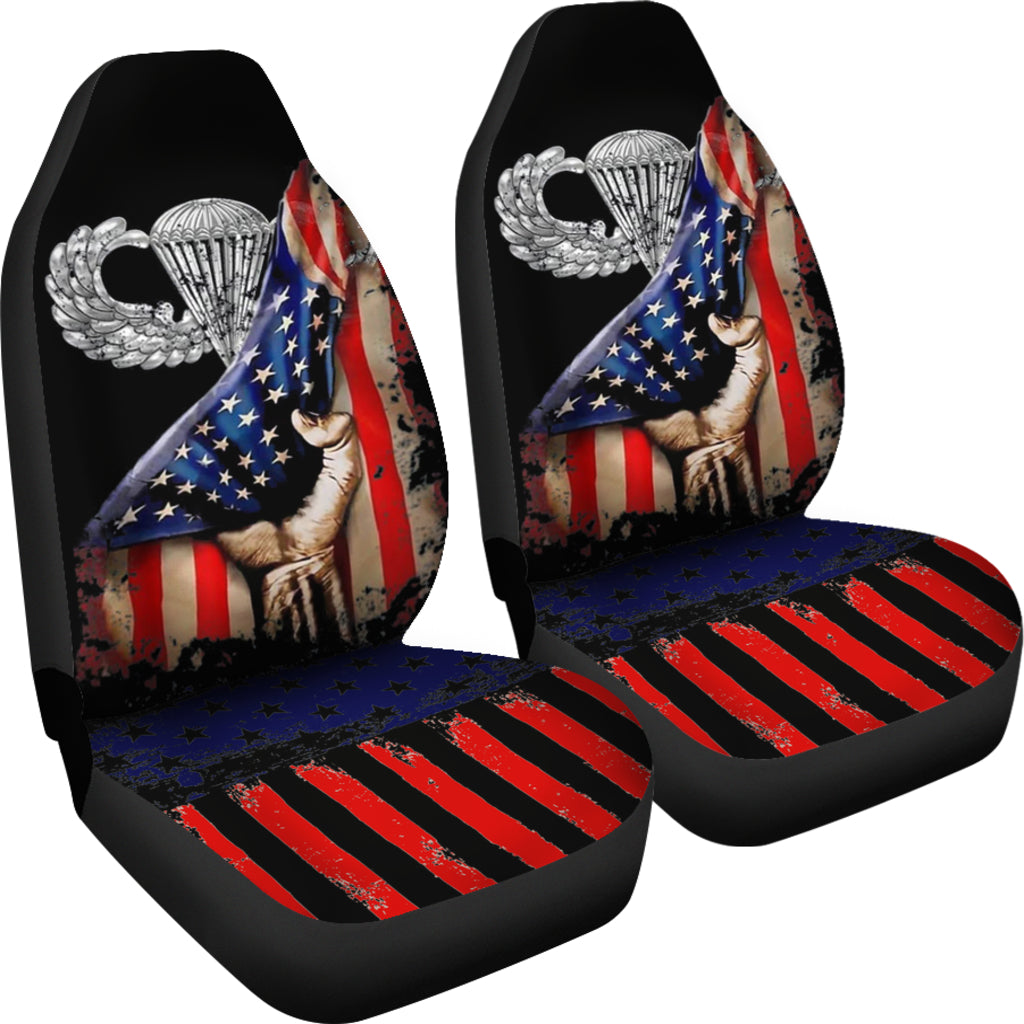 Airborne Wings Us Flag Pull Back Military Paratrooper Car Seat Covers