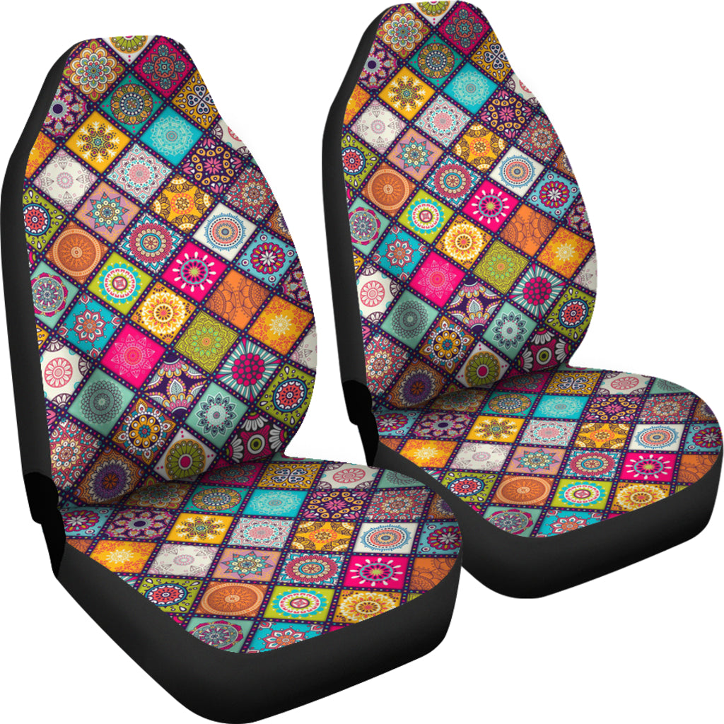 Color Vintage Mandala Bohemian Premium Custom Car Seat Covers Decor Protector