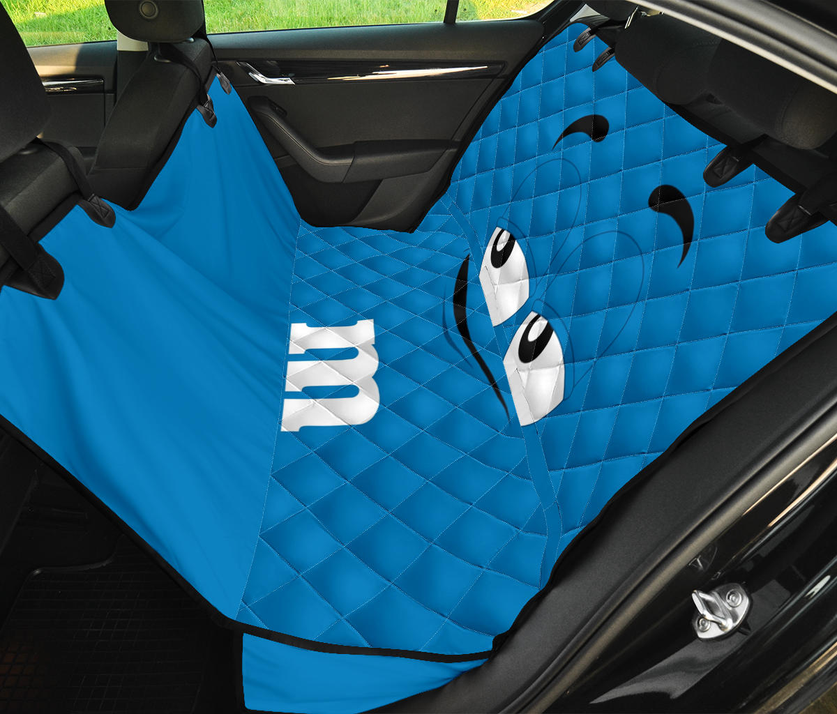 M&M Blue Chocolate Car Dog Back Seat Cover