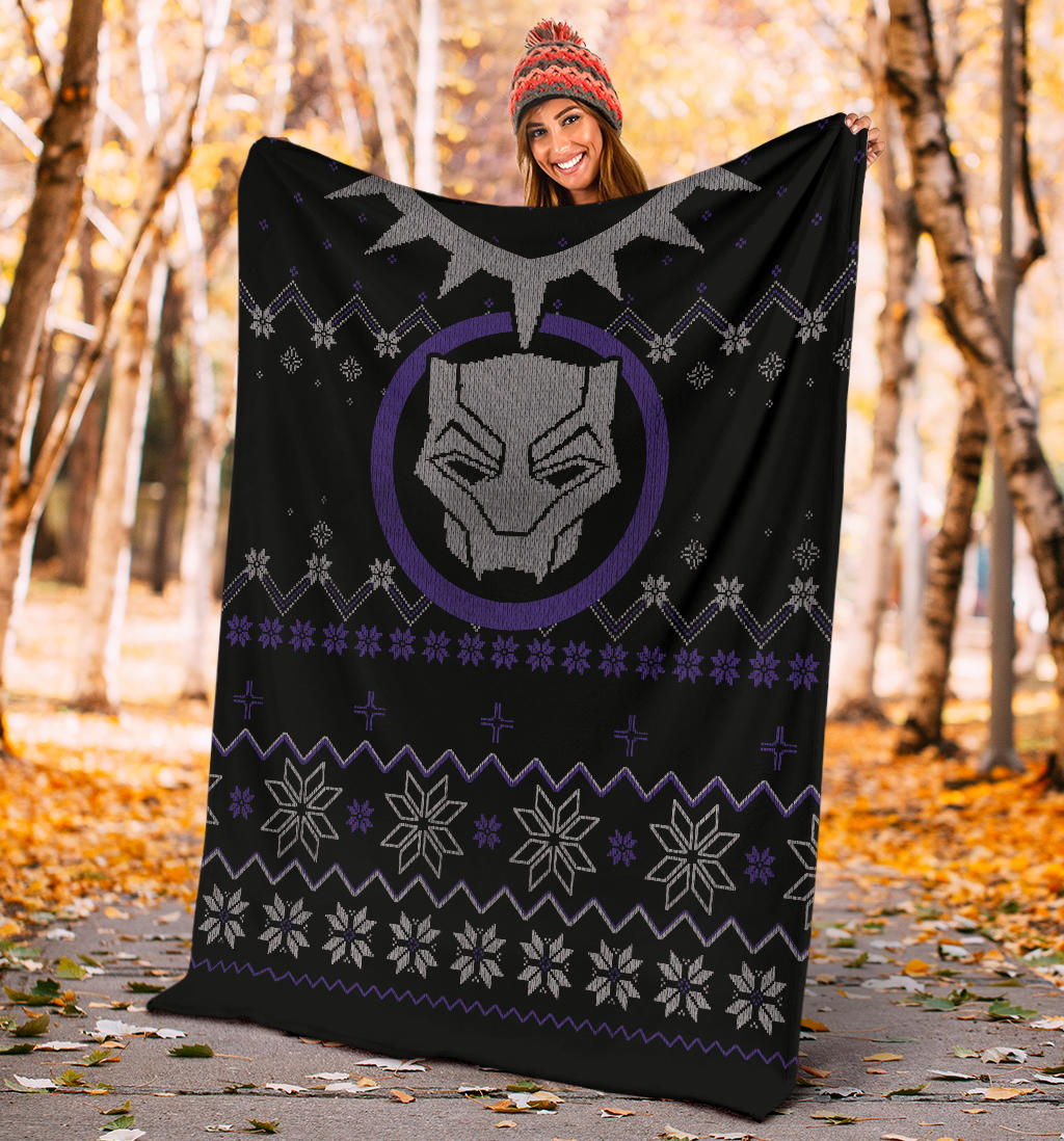 Black Panther Ugly Christmas Custom Blanket Home Decor