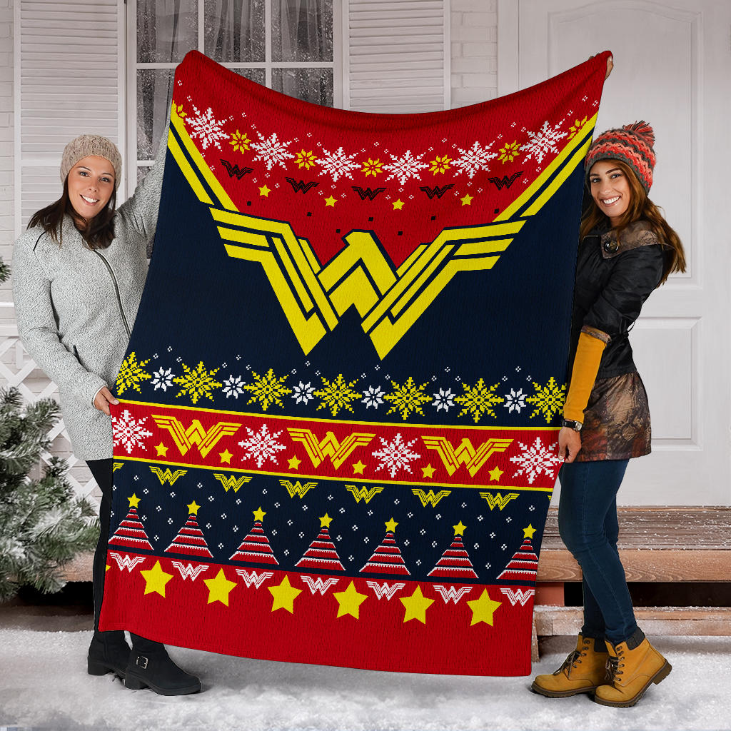 Wonder Woman Art Ugly Christmas Custom Blanket Home Decor