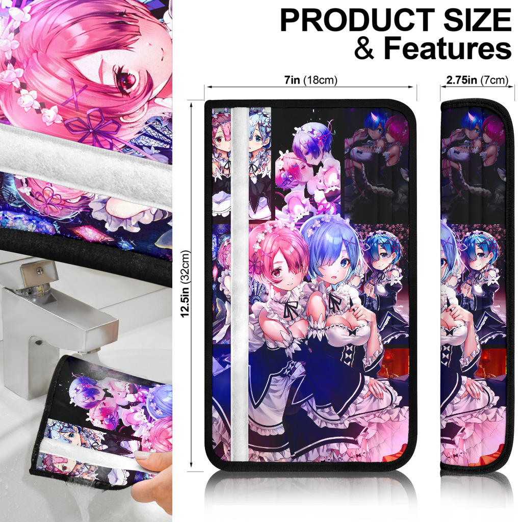 Ram And Rem Anime Girl Re Zero Seat Belt Cover