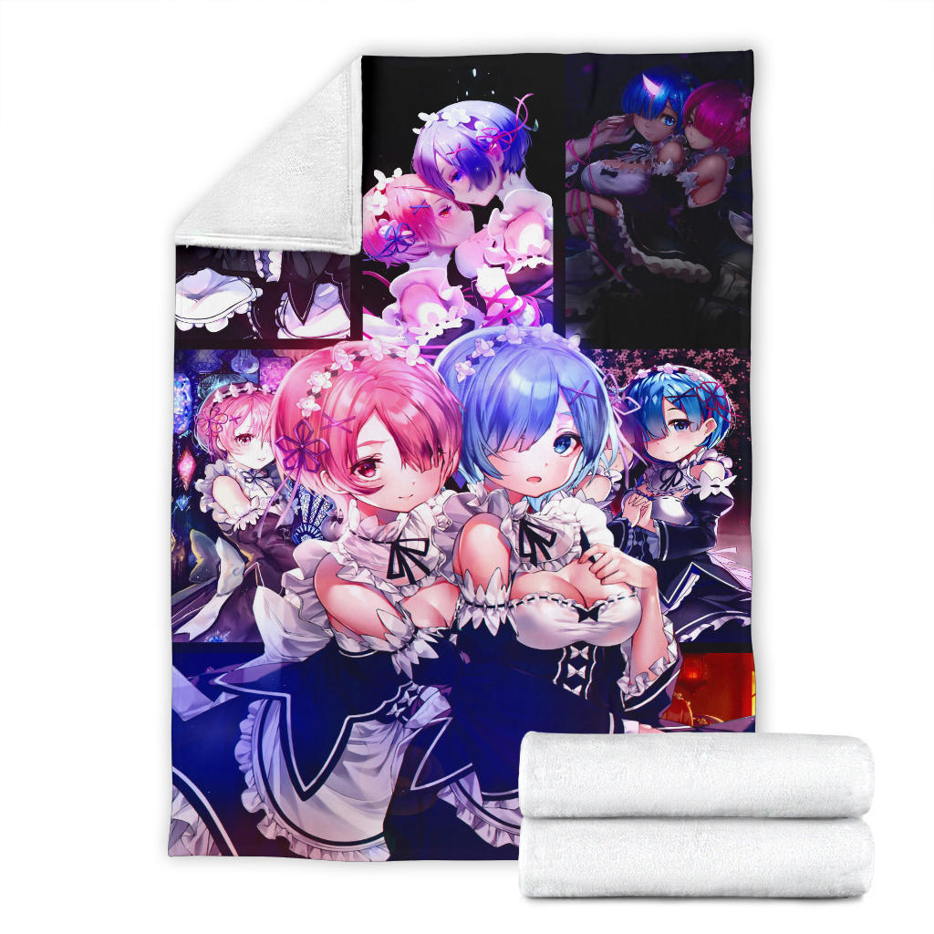 Ram And Rem Anime Girl Re Zero Premium Blanket