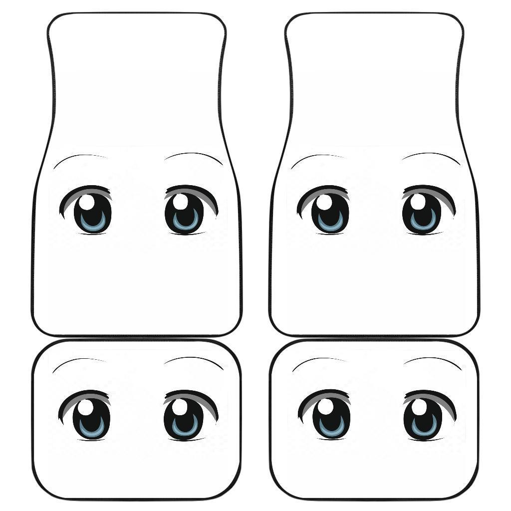 Funny Anime Eyes In White Theme Car Floor Mats