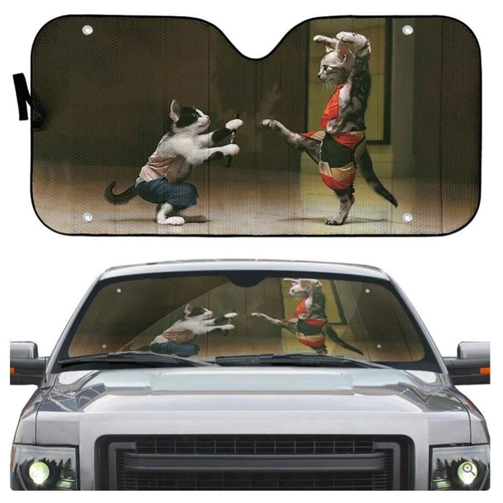 Funny Cat Fight Custom Car Auto Sun Shades Windshield Accessories Decor Gift