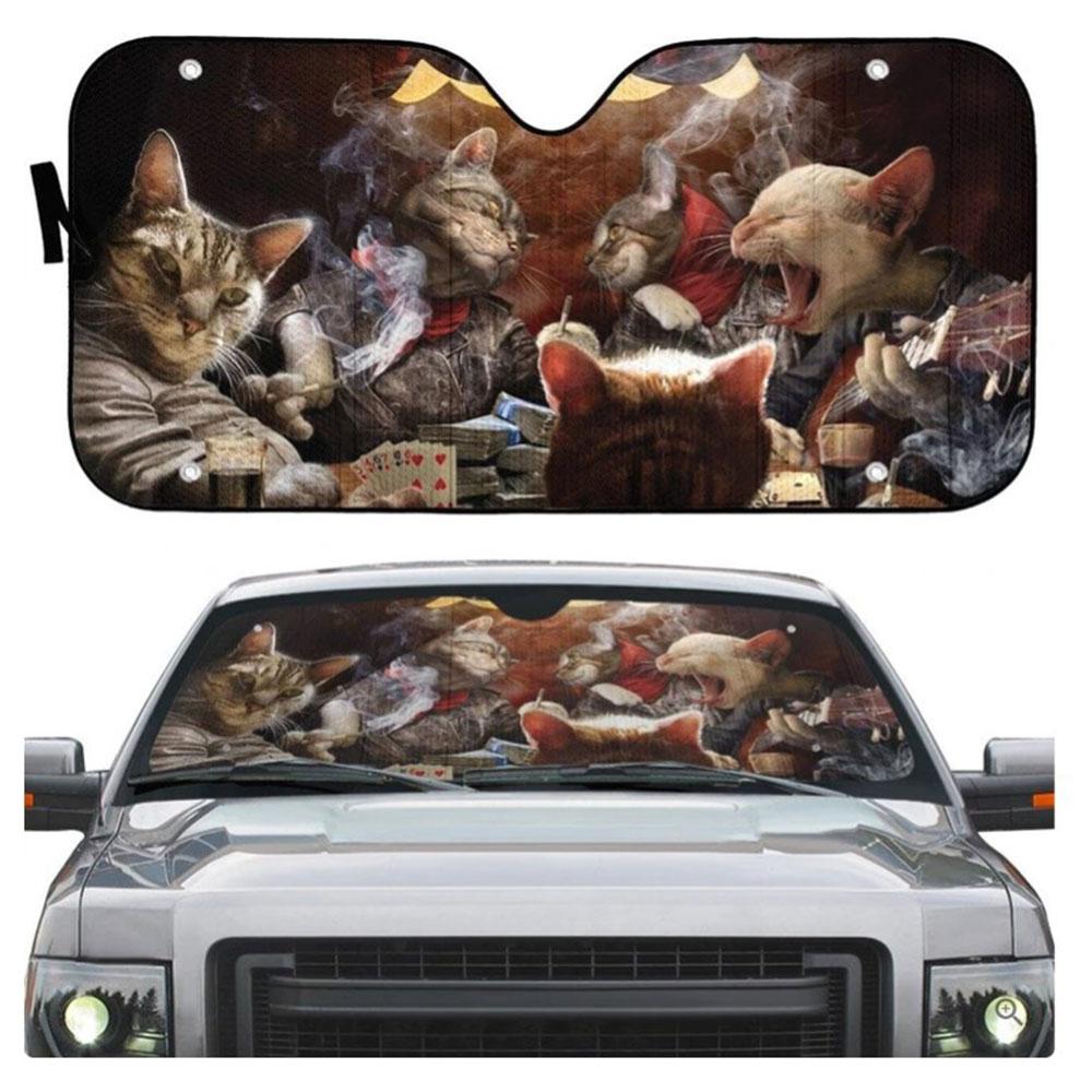 Funny Cat Nights Out Custom Car Auto Sun Shades Windshield Accessories Decor Gift