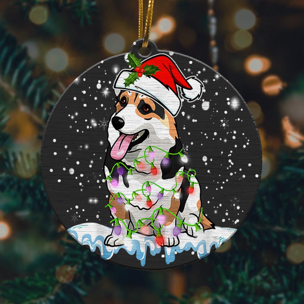 Funny Corgi Santa Hat Xmas Lights Gift Dog Christmas Ornament 2022 Amazing Decor Ideas