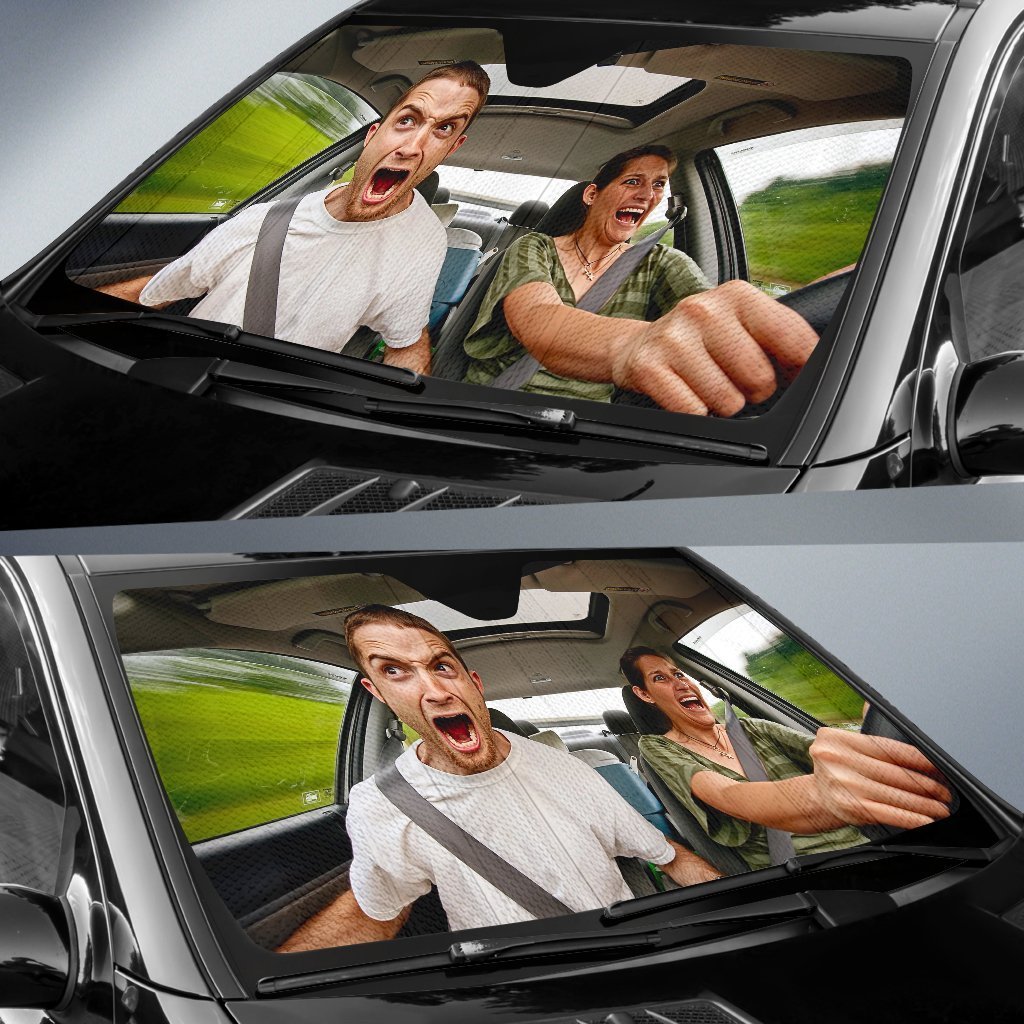 Funny Couple Driving Auto Sun Shade Amazing Best Gift Ideas 2022