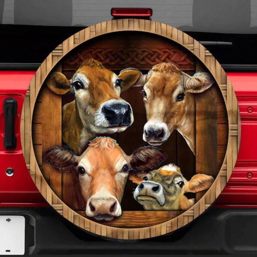 Funny Cows Face Car Spare Tire Cover Gift For Campers
