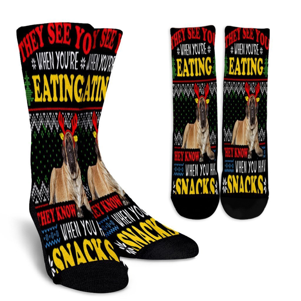 Funny English Mastiff Ugly Christmas You Have Snacks Noel Socks Perfect Christmas Gift