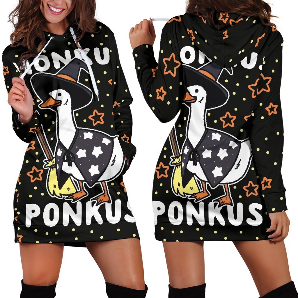 Funny Halloween Witches Duck Cute Honkus Ponkus Woman'S Hoodie Dress