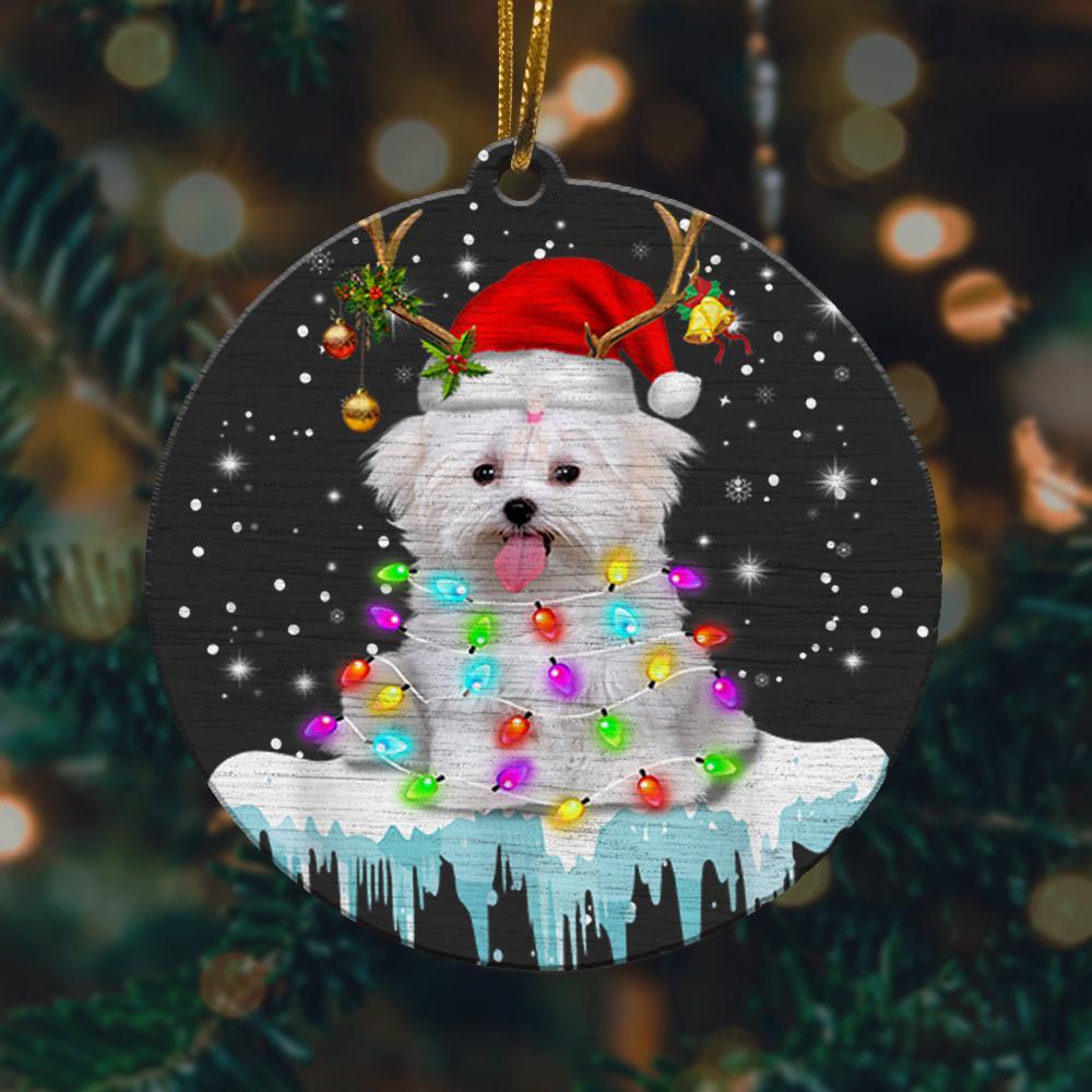 Funny Maltese Reindeer Santa Hat Christmas Ornament 2022 Amazing Decor Ideas