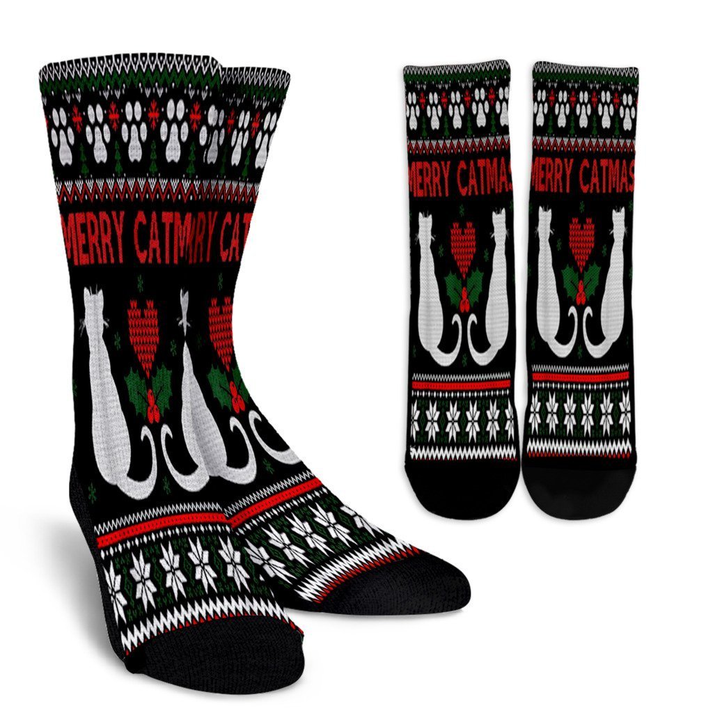 Funny Merry Catmas Ugly Christmas Sweater Noel Socks Perfect Christmas Gift