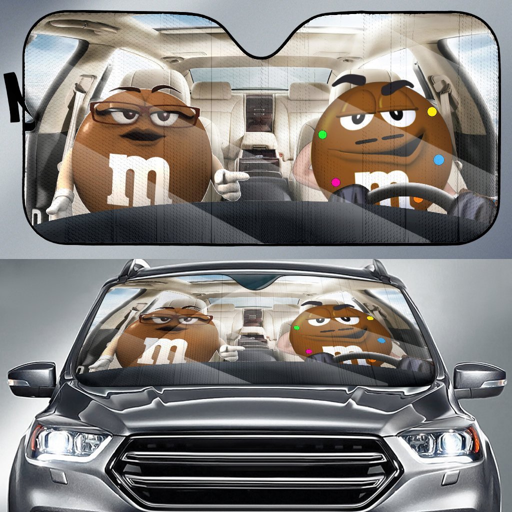 Funny M&M Chocolate Brown Driving Car Auto Sunshade