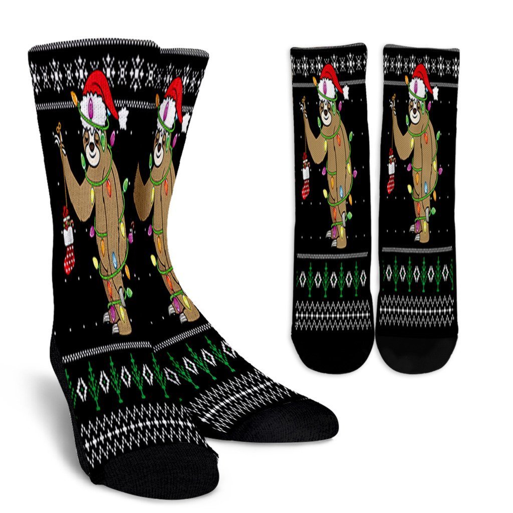 Funny Sloth Christmas Ugly Christmas Sweater Sloth Noel Socks Perfect Christmas Gift