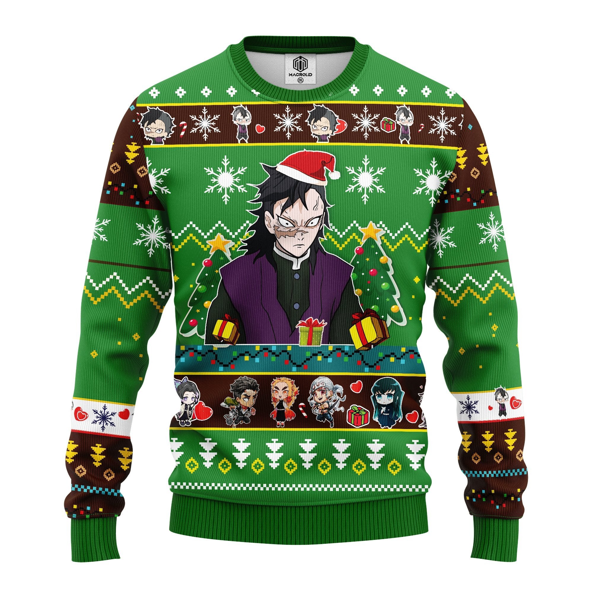 Genya Shinazugawa Demon Slayer Anime Ugly Christmas Sweater Green 1 Amazing Gift Idea Thanksgiving Gift