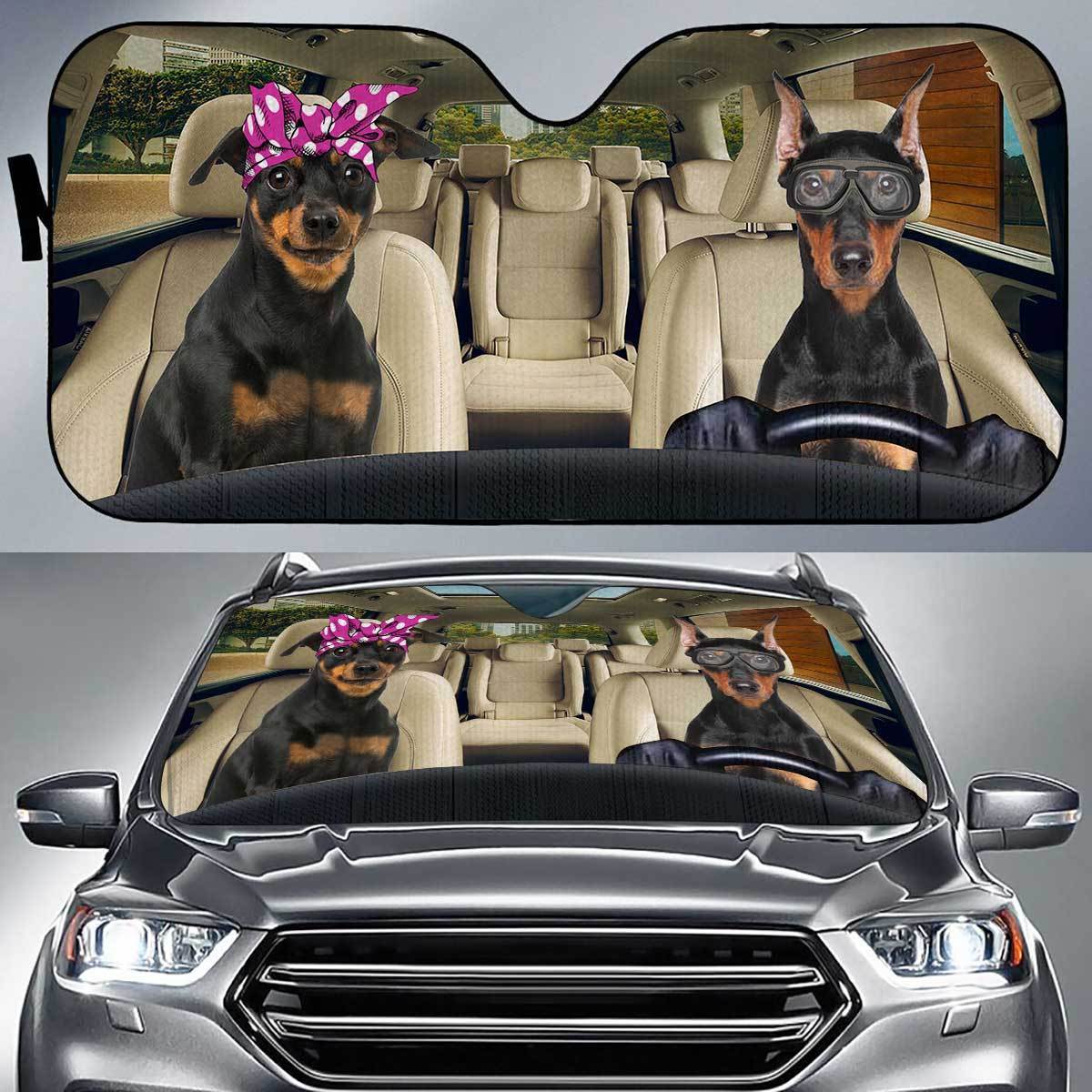 German Pinscher Driver Auto Sun Shade Hd Gift Ideas 2022