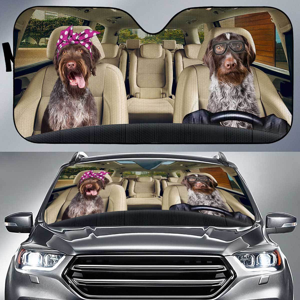 German Wirehaired Pointer Driver Auto Sun Shade Gift Ideas 2022