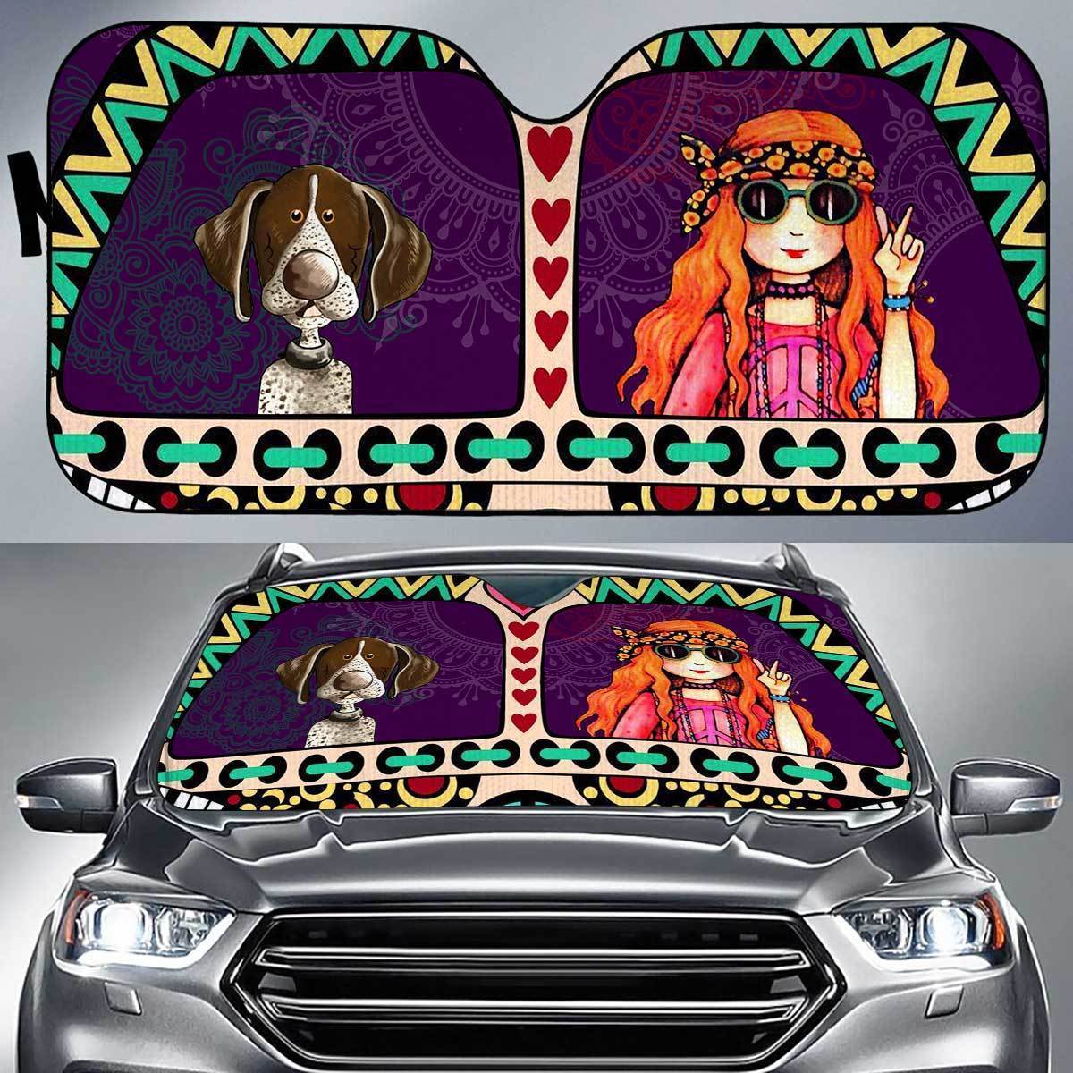 German Wirehaired Pointer Peace Auto Sun Shade Gift Ideas 2022