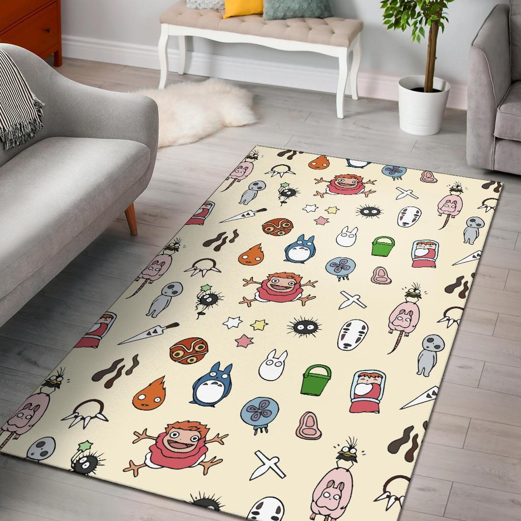 Ghibli Doodle Pattern Area Rug Carpet