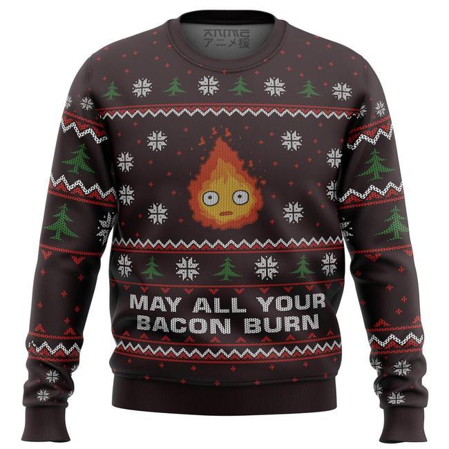 Ghibli May All Your Bacon Burn Premium Ugly Christmas Sweater Amazing Gift Idea Thanksgiving Gift