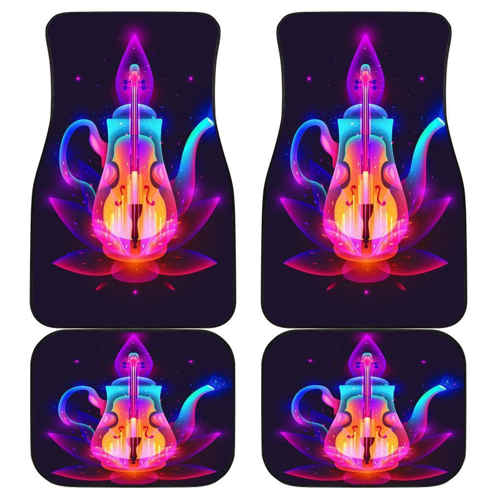 Ghitar Tea Colorfull In Dark Theme Car Floor Mats