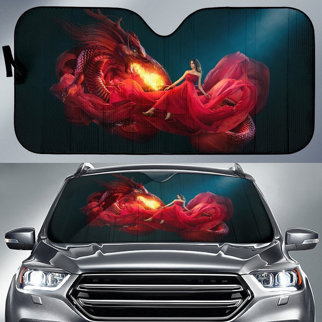 Girl And Dragon Car Sun Shade Gift Ideas 2022