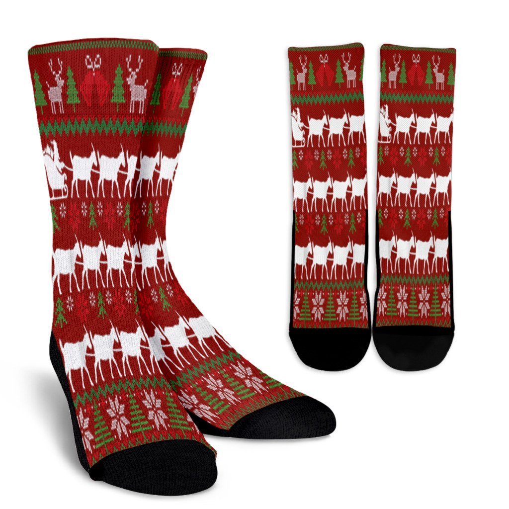 Goats Pulling Santa Sleigh Funny Goat Farmer Ugly Christmas Noel Socks Perfect Christmas Gift