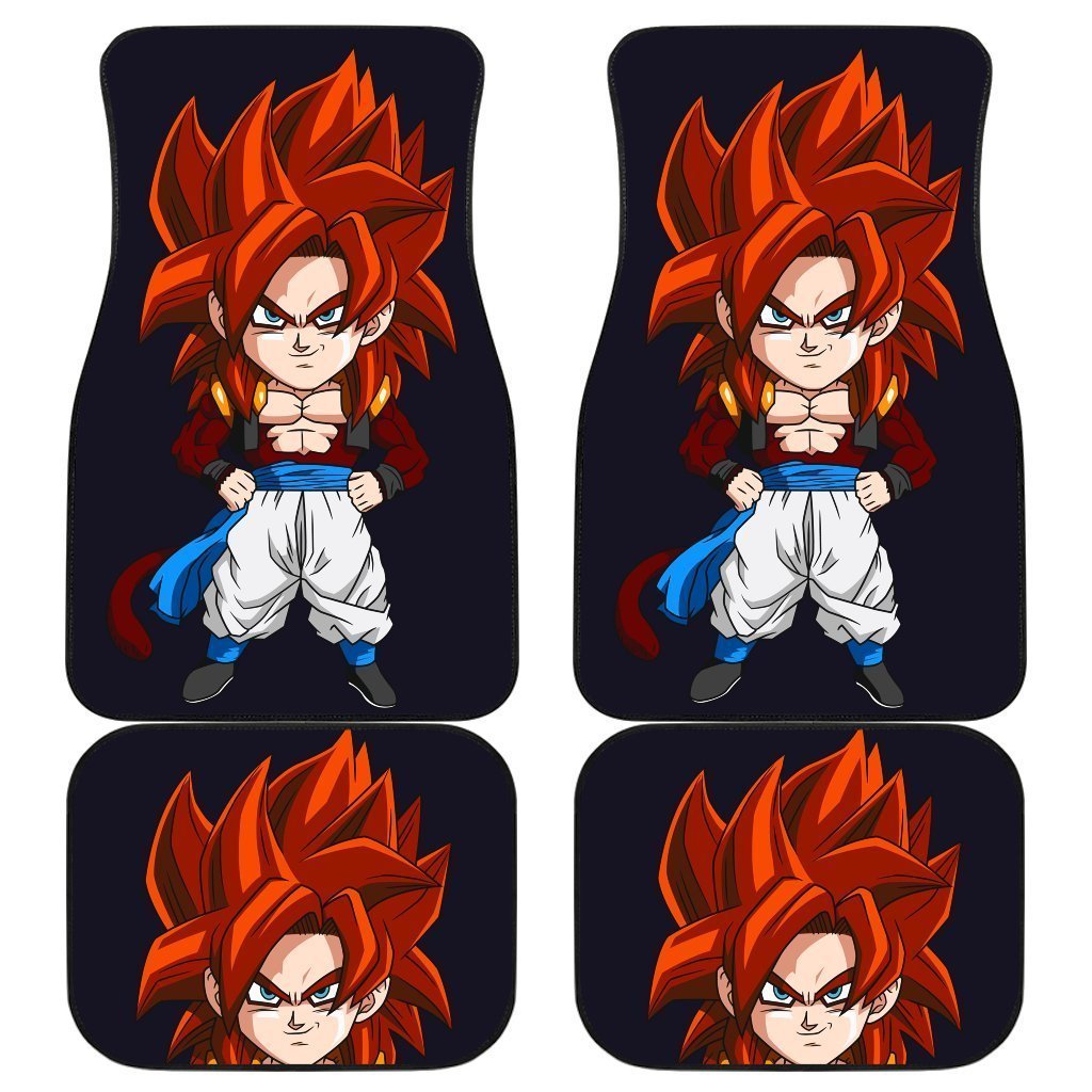 Gogeta Ssj4 Chibi Dragon Ball In Black Theme Car Floor Mats