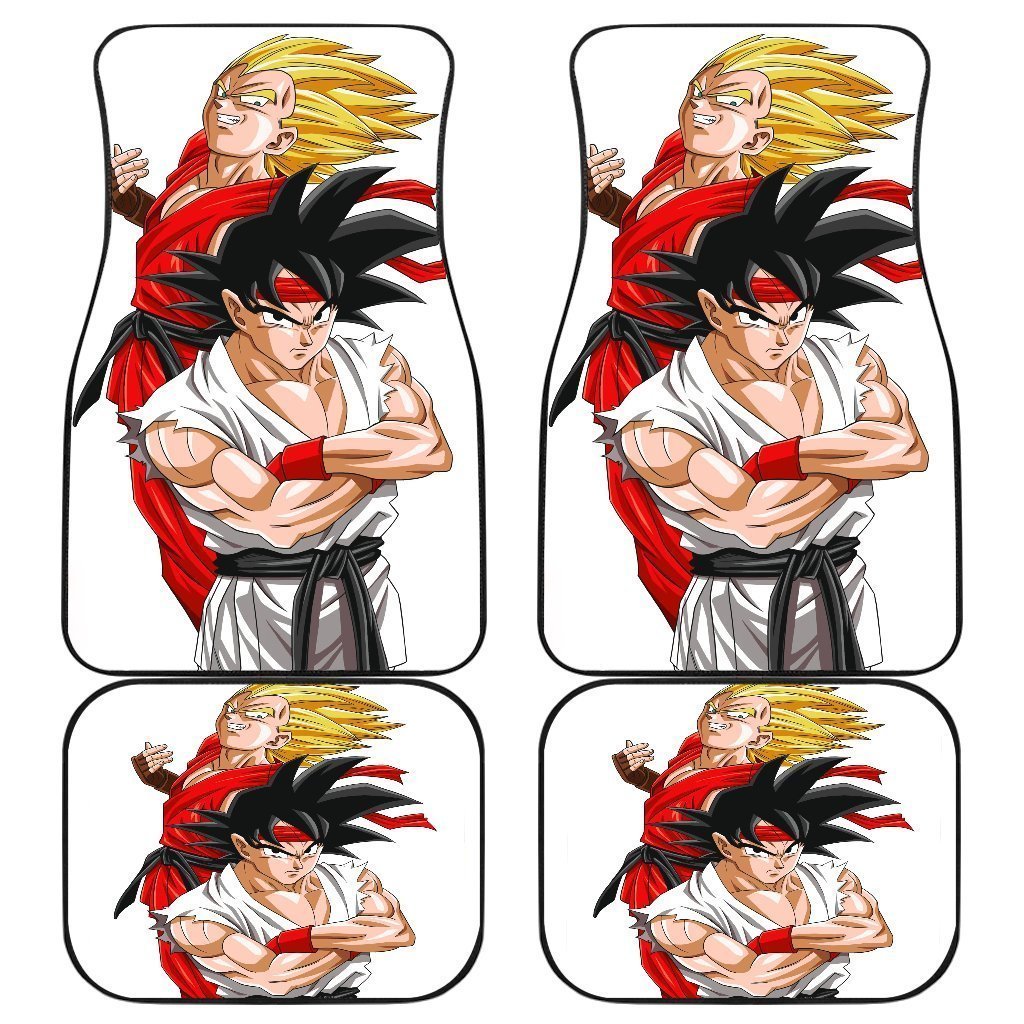 Goku And Vegeta Street Fighter Dragon Ball In White Theme Car Floor Mats