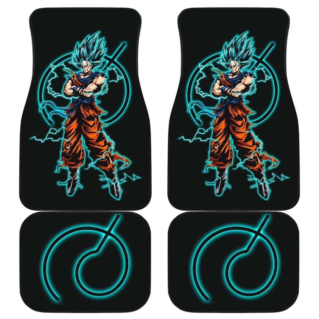 Goku Saiya & Logo In Black Theme Car Floor Mats