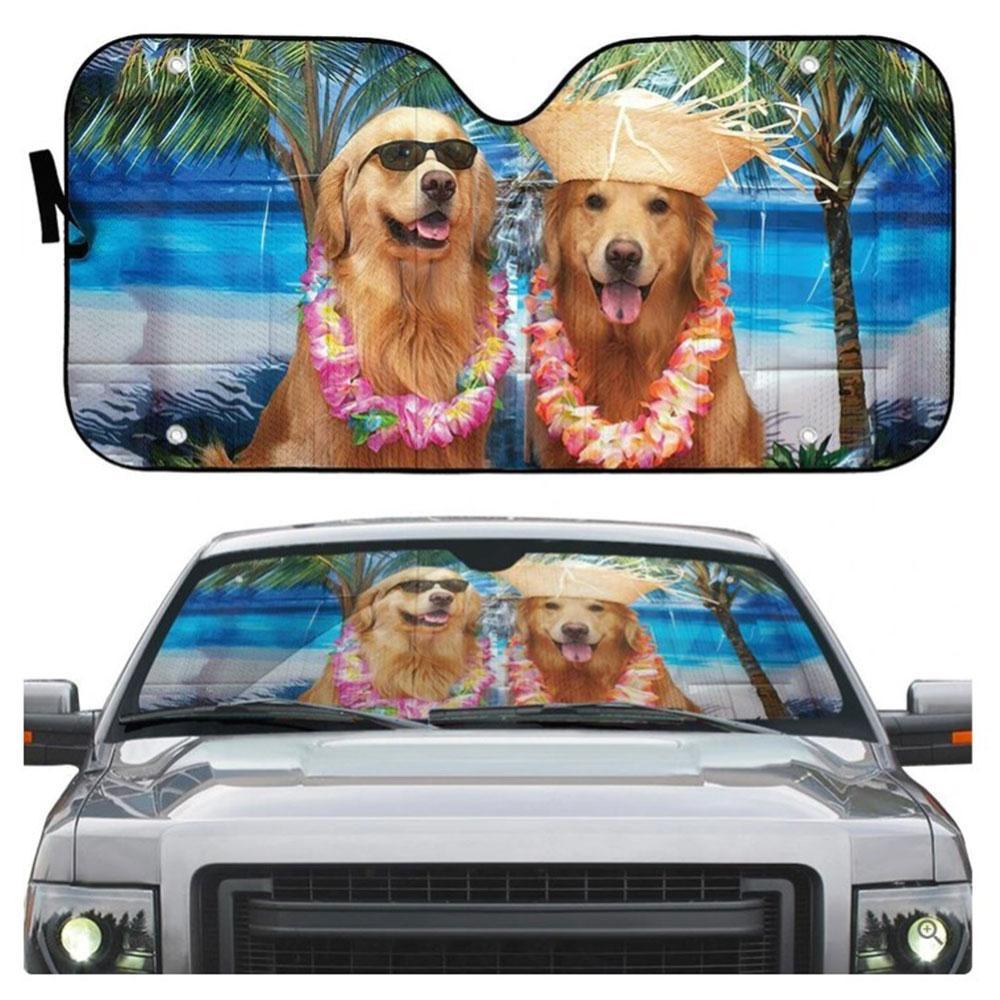 Golden Dog Days Of Summer Custom Car Auto Sun Shades Windshield Accessories Decor Gift