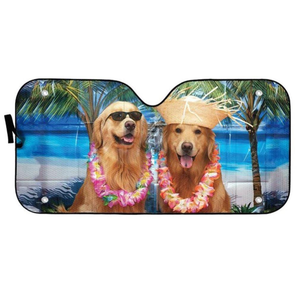 Golden Dog Days Of Summer Custom Car Auto Sun Shades Windshield Accessories Decor Gift