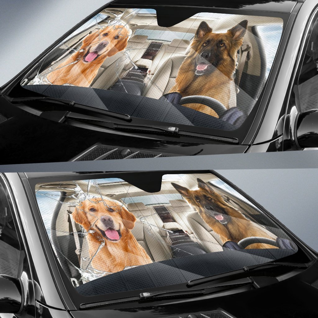 Golden Retriever Puppy German Shepherd Car Sunshade