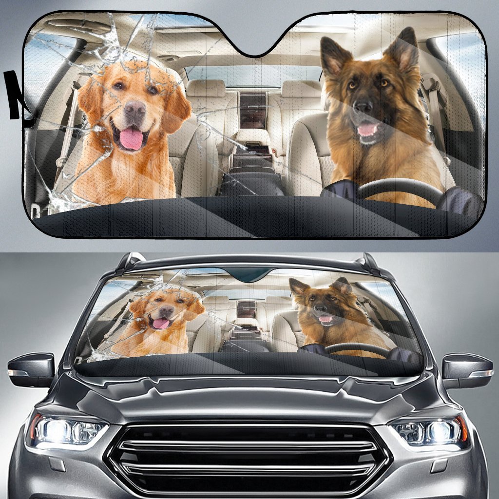 Golden Retriever Puppy German Shepherd Car Sunshade