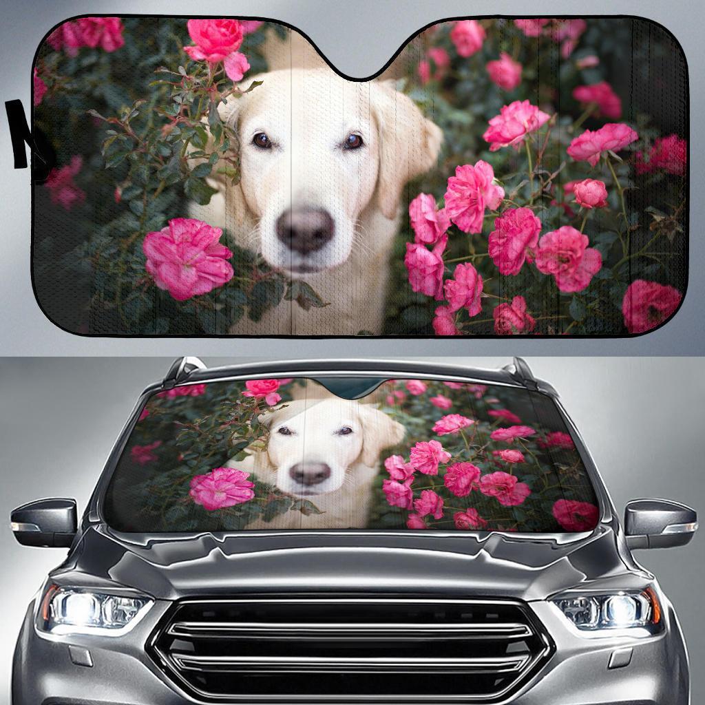 Golden Retriever Roses Hd 5K Car Sun Shade Gift Ideas 2021