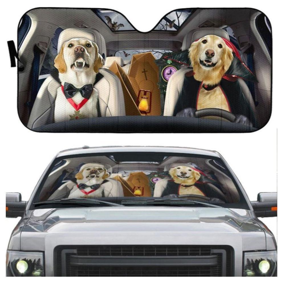 Golden Retriever Vampire Custom Car Auto Sun Shades Windshield Accessories Decor Gift