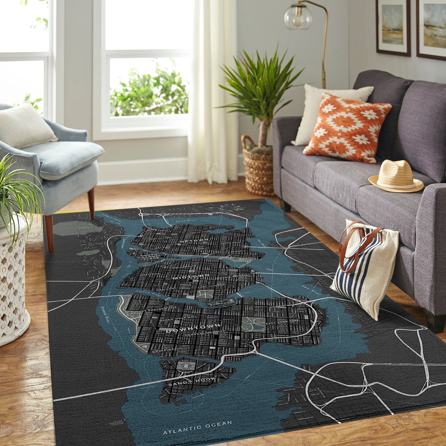 Gotham City Map High Resolution Area Rug 04965 Home Decor Bedroom Living Room Decor