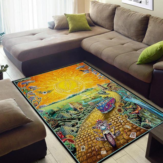 Grateful Dead Golden Road Area Rug Home Decor Bedroom Living Room Decor