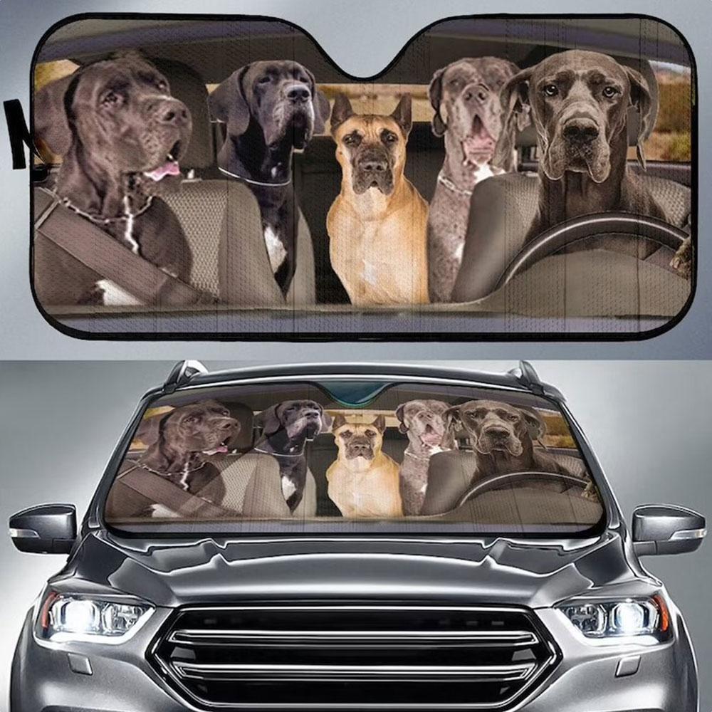 Great Dane Dogs Funny Family Car Auto Sun Shades Windshield Accessories Decor Gift